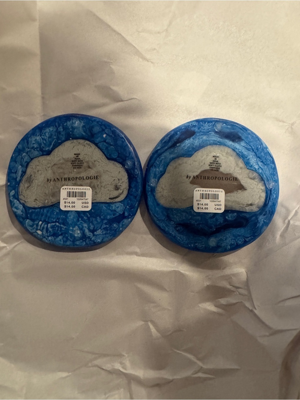 NEW Anthropologie Lane Coasters, Set of 2, Cloud - Picture 5 of 5